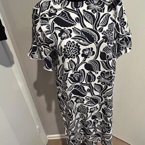 Ann Taylor floral Black and White Dress